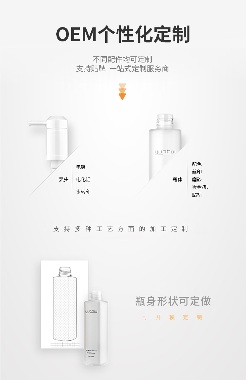 300/500/720ml四方上罩瓶PET撞色洗護瓶包材洗發沐浴露瓶